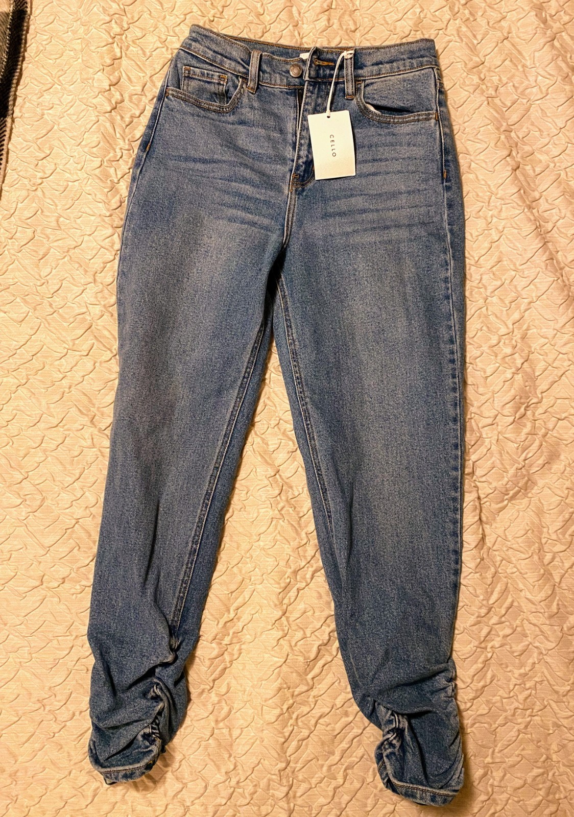 Cello  mom Jeans Womens  Size 3 Blue Distressed Skinny High Rise Stretch Denim-image