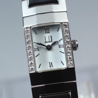NEUWERTIG Dunhill Baby Facet 143 Cut Glass Diamond Tank 14mm Quarzuhr Damen