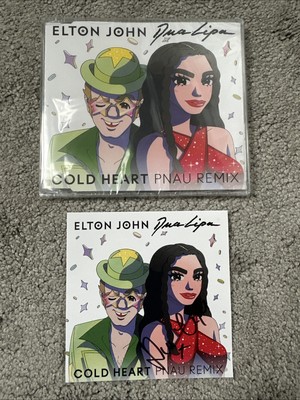 ELTON JOHN - COLD HEART PNAU REMIX CD SINGLE + SIGNED DUA LIPA ART CARD