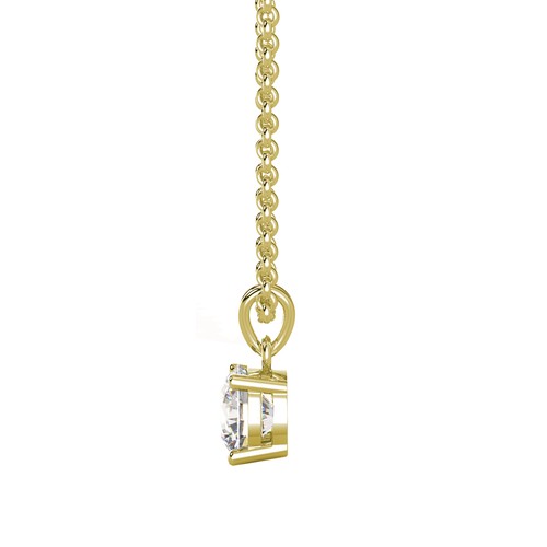 0.6 Ct Round Cut VVS2/J Diamond Pendant 14K Yellow Gold - 第 2/4 張圖片