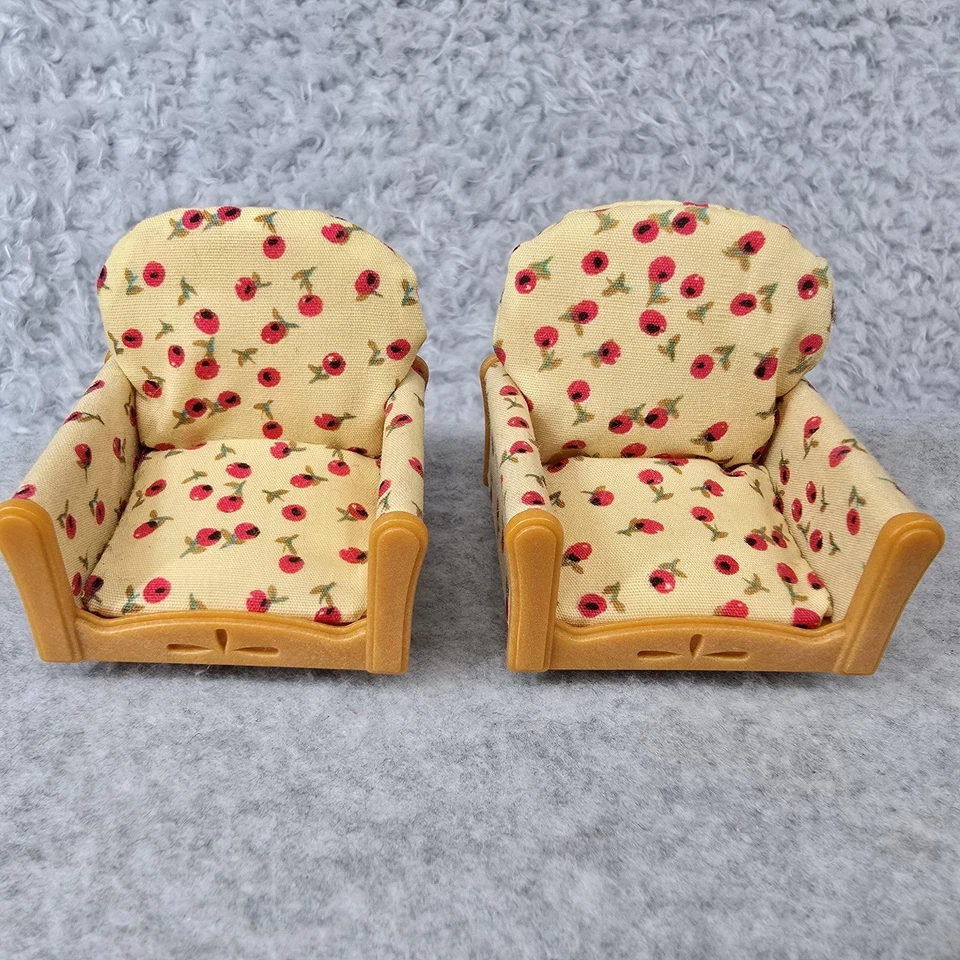 Vtg Epoch Calico Critters Sylvanian Families Living Room Suite Sofa Chairs Table - Image 3 of 4