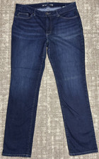 Lee Women's Jeans Size 16 Long Dark Blue Perfect Fit Straight Leg Embroidered