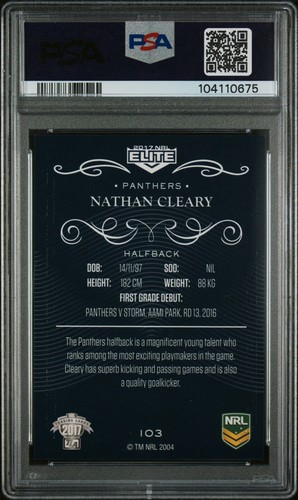 2017 NATHAN CLEARY ELITE BASE RC #103 PSA 8 ROOKIE NRL LOW POP PANTHERS 🏈🔥🔥 - Picture 2 of 3
