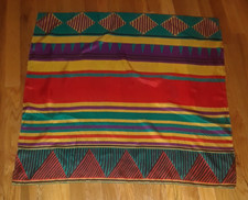 Colorful Red Green Yellow Tribal Geometric 100 Silk Square Scarf 31"