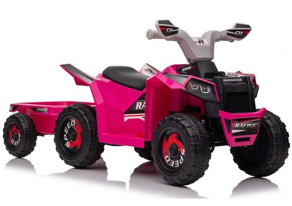 Kinder Quad Elektroauto 6V AnhäNger Kinderfahrzeug Atv Bluetooth Rosa Miniquad-image
