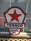 Large Rare Vintage Texaco Star Gasoline Double Sided Heavy Porcelain Metal Sign