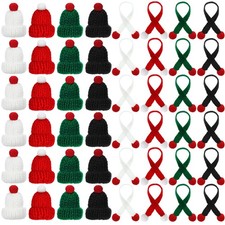 24 Pcs Mini Knit Hat Mini Christmas Scarf Set Tiny Santa Hats for Crafts Smal...