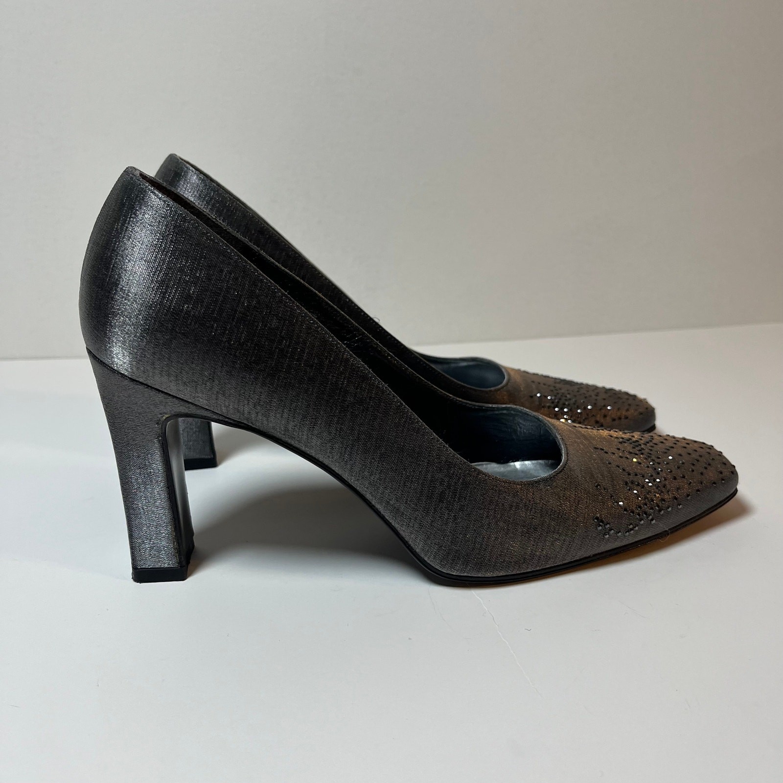 Stuart Weitzman Square Toe Pumps Silver Metallic … - image 7