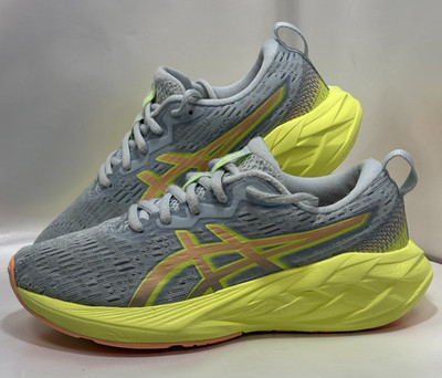 Asics Kids Size 3 Nova Blast Grey/Green/Yellow Running Shoes 1014A317