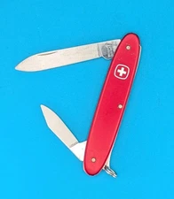 Rare Vintage Retired Wenger Patriot Smooth Red Swiss Army Knife Multi Tool!
