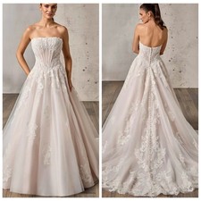 Floral lace wedding dress wedding dress 32-60 ivory buttons to measure ball gown