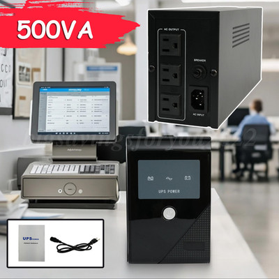 Backup UPS Uninterruptible Power Supply 500VA 300W 3 Outlet LCD Display Battery