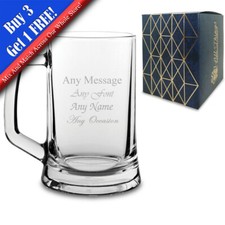 Personalised Engraved Large Glass Tankard Birthday Usher Best Man 