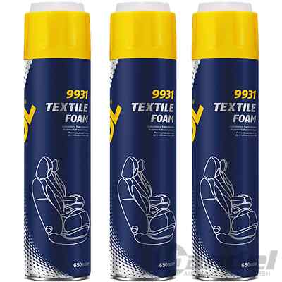 3x 650ml TEXTIL SCHAUM FOAM REINIGER SITZE TÜREN POLSTERREINIGER TEPPICH