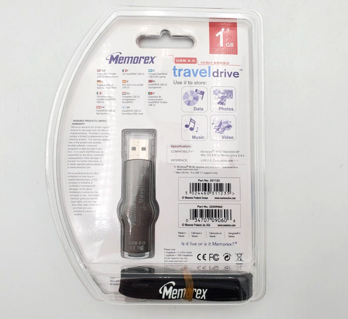 Memorex 1GB USB High Speed Travel Drive 2006 New Sealed