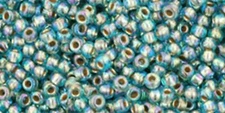 11/0, Toho Seeds, #995, Gold-Lined RAINBOW AQUA, 10g, TR-11-995