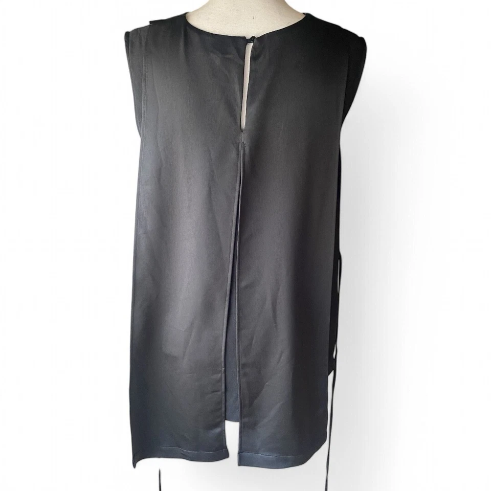 Camiseta sin mangas Kenneth Cole NY Y2K negra con paneles de amarre industrial M Foto 4 de 4