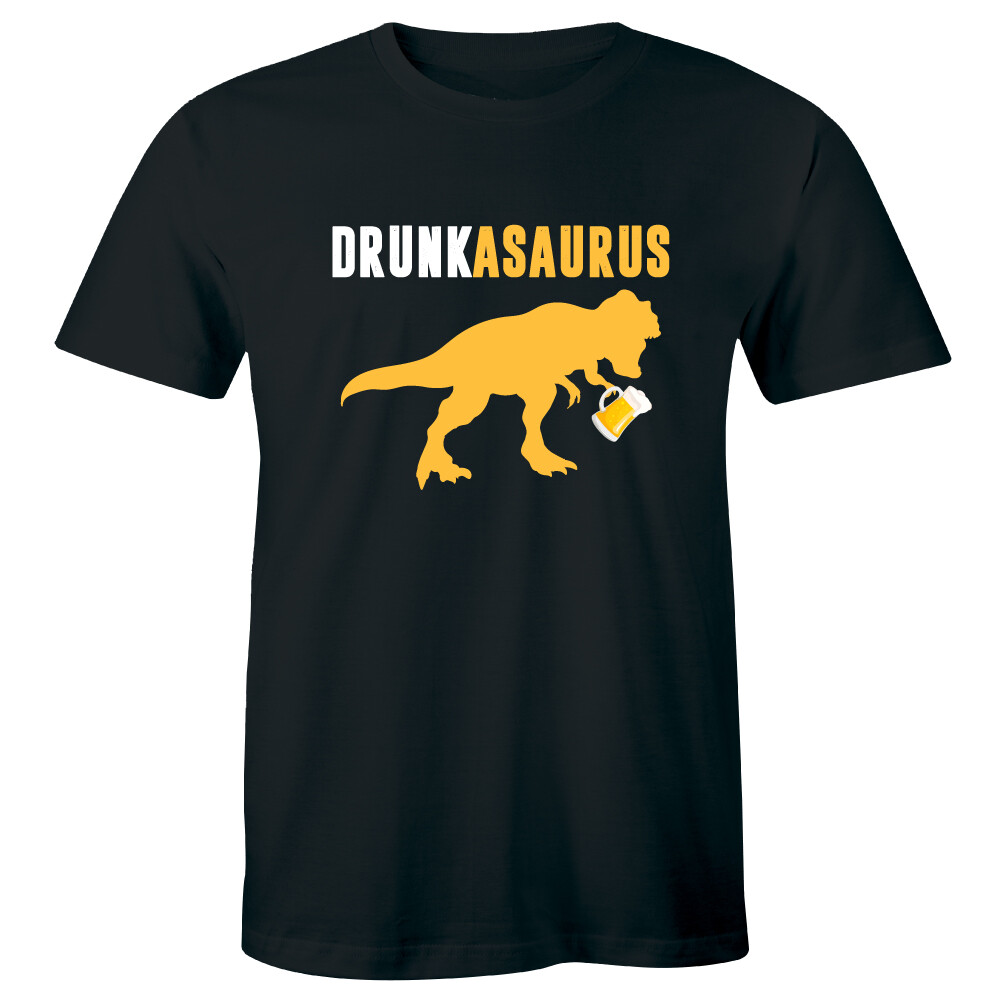 Drunkasaurus Drunk Dinosaur Men's TShirt Funny Animal Drinking Beer