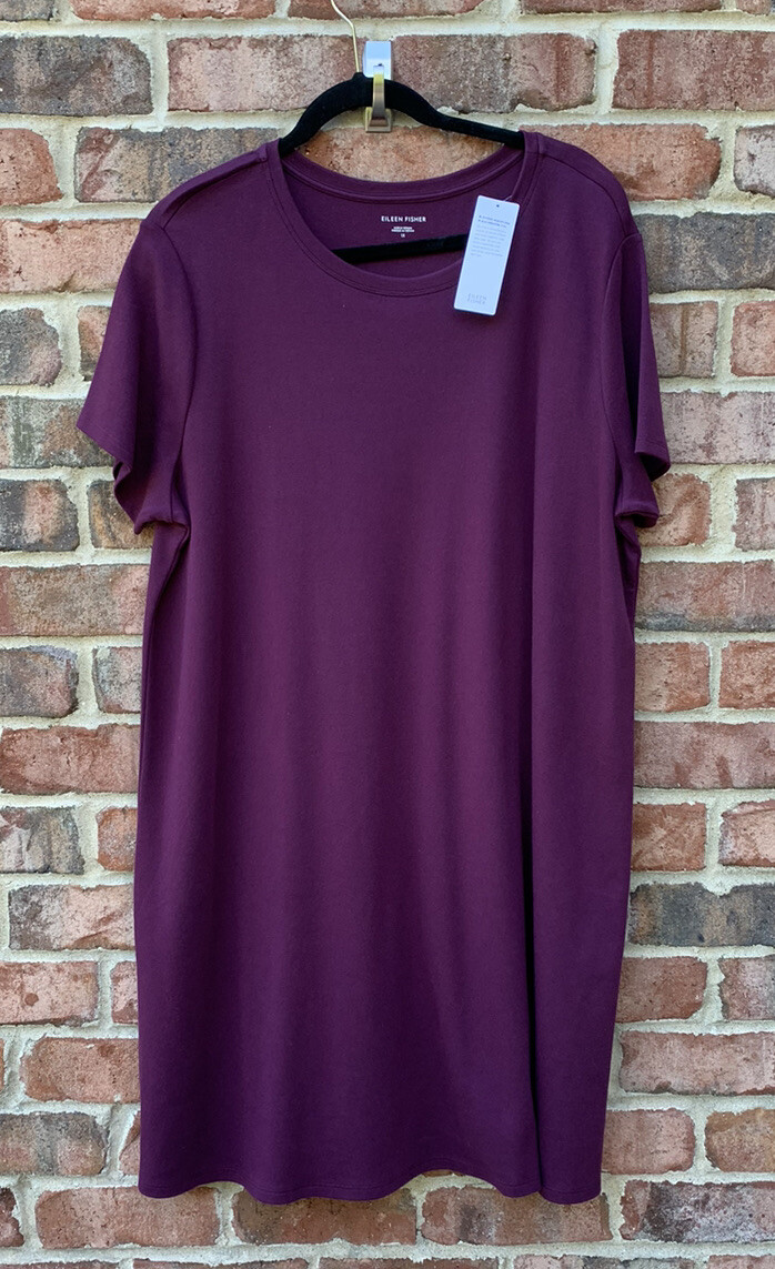 NWT Eileen Fisher Plus Black Berry Organic Stretch Cotton Knit K/L