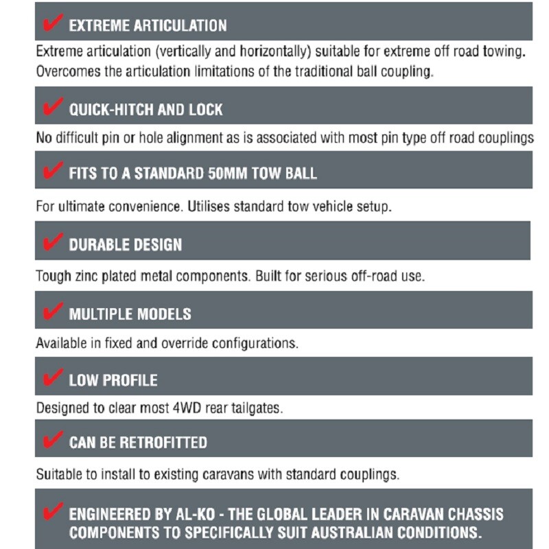 ALKO Off Road Coupling swivel Head 3500kg 3.5T rated Hitch 50mm ball