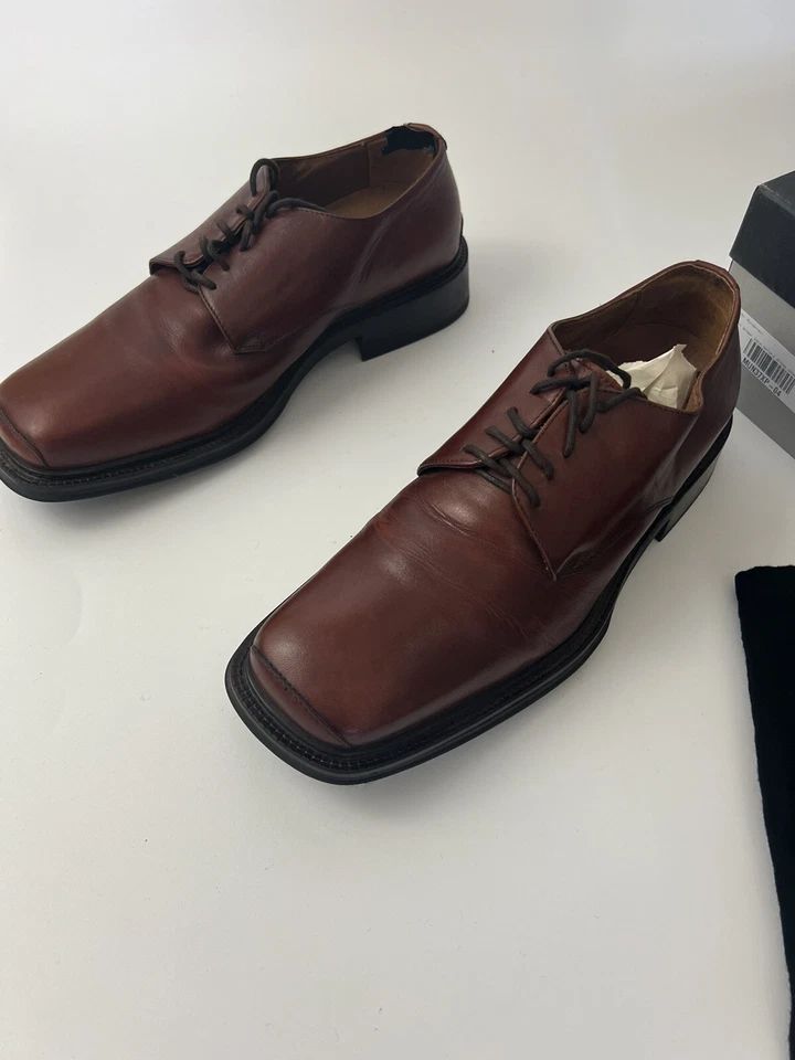 Zapatos de vestir Oxford Bacharch para hombre marrón talla 10,5 caja y extras hechos en Italia Foto 4 de 4