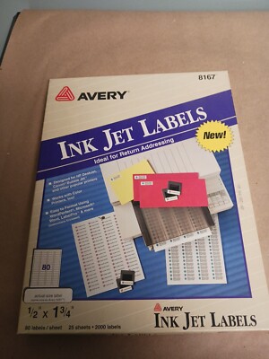 Avery 8163 25 sheets Ink Jet Labels (250 labels) New Sealed Pkg