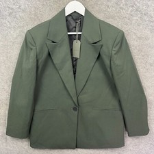 Allsaints Jacket Womens 10 Green Jaiden Blazer Suit 1 Button Overcoat Top Khaki
