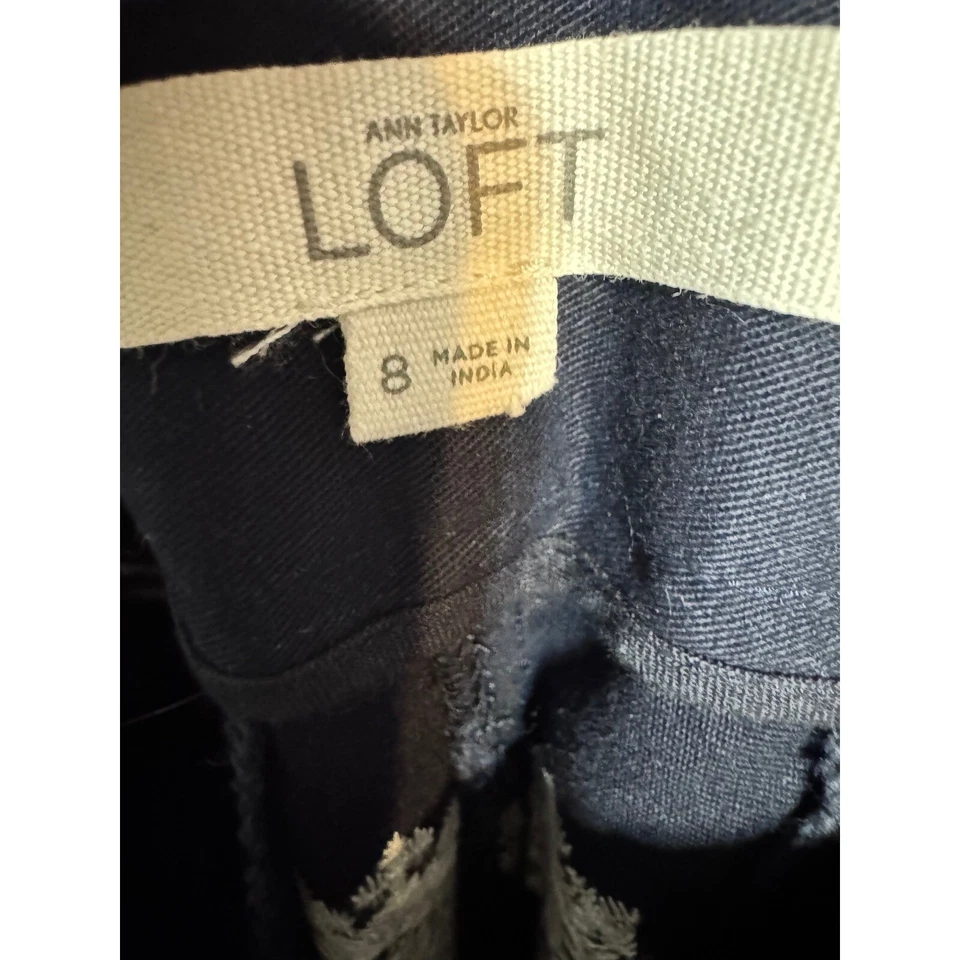 Pantalones Cortos Ann Taylor LOFT Riviera Bordados Azul Marino Talla 8 Coastal Chic Festival Foto 3 de 4