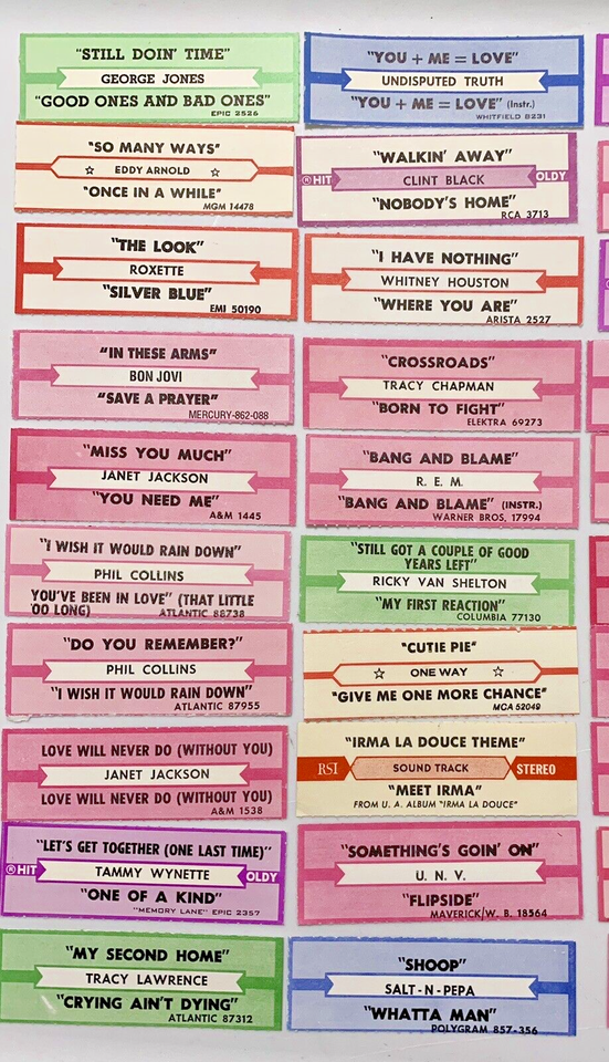 JUKEBOX VINYL 45 RPM LOT OF 40 TITLE STRIP LABELS | eBay