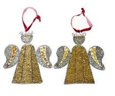 2 Beaded Angel Christmas Holiday Ornaments 5  