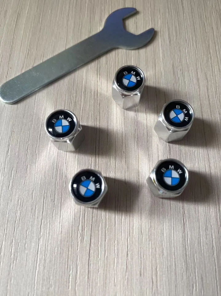 Tapas de válvula de aire de neumáticos para llantas de automóvil para BMW Roundel vástago cubierta antipolvo logotipo deportivo plateado Foto 2 de 4