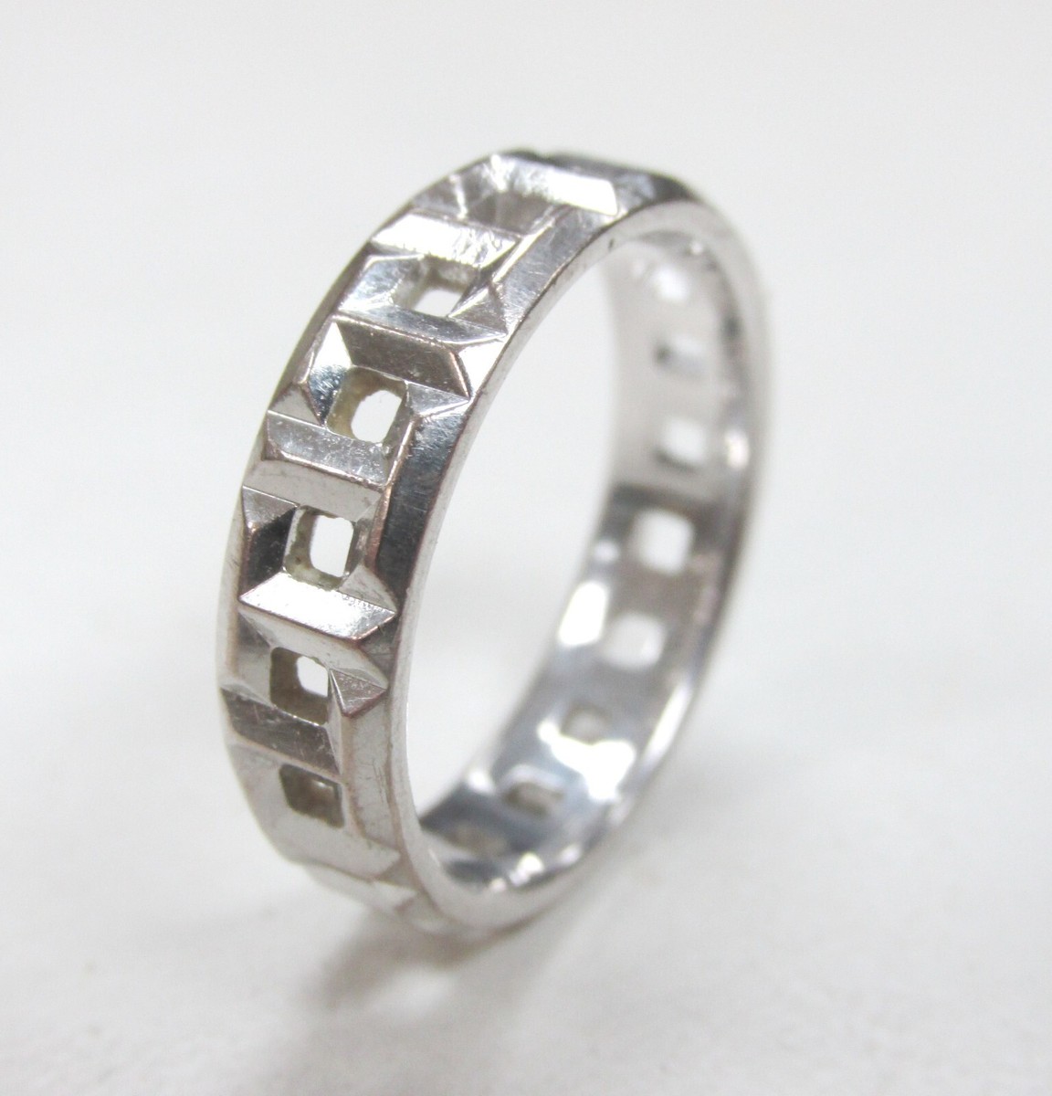 Tiffany T True Wide Band 18k White Gold Band Ring Size Retired