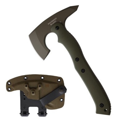 Halfbreed Blades Compact Rescue Axe 4.5 OD Green K110 Tool Steel Head G10 Handle