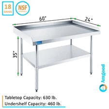 Work Table with Backsplash and Sidesplashes | Stainless Steel Prep Table 24"x60"