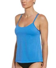 Nike Women's Pacific Essential Layered NESSB219DS-442 Blue Tankini Top Size S