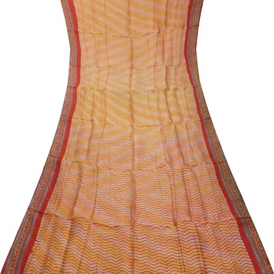 Namaste Vintage Rust Sarees 100% Pure Silk Printed Indian Sari 5YD