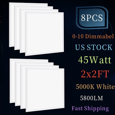 8 Pack 2x2 LED Panel Light 45 Watt 5800LM 5000K Recessed Dropped Ceiling Fixture