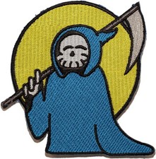 Mini Grim Reaper - Embroidered Applique Iron-On Patch