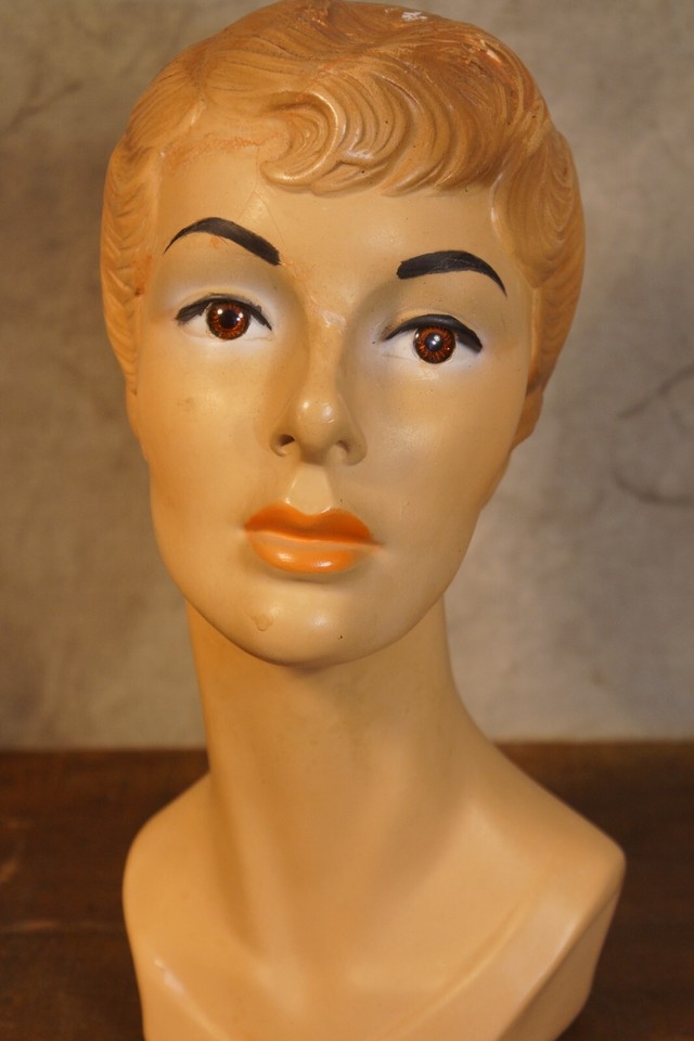 1950's Kim Novak Female Mannequin Store Display Head Chalkware