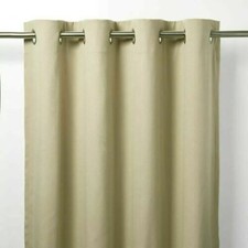B&Q Taowa Beige/Putty Plain Unlined Single Ring Top Eyelet Curtain Panel X1