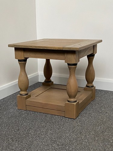 Hudson Rustic Solid Wood & Wrought Iron Metal Side Table: Chunky With Shelf £249 - Picture 2 of 12