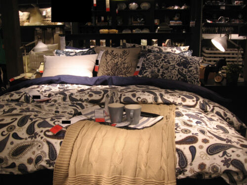 IKEA Sotblomster TWIN Single Duvet Cover and Pillowcase Set Paisley Blue Beige - Picture 3 of 3