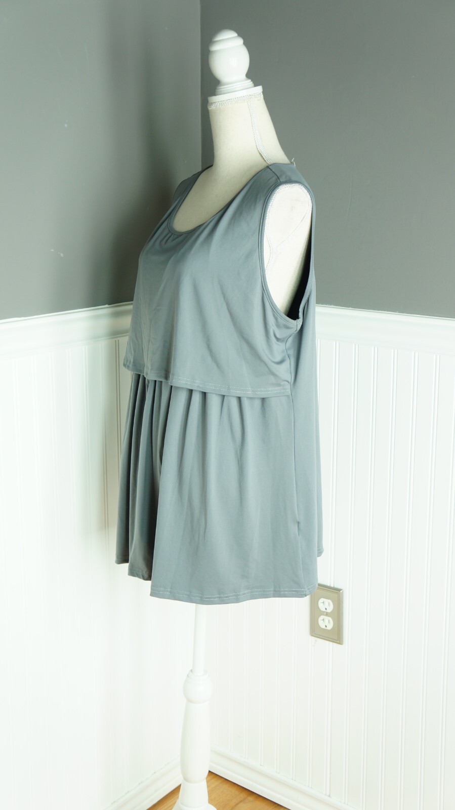 NEW Ekouaer Top Womens XXL Maternity Nursing Pregnancy Gown Casual Gray Soft NWT image 6