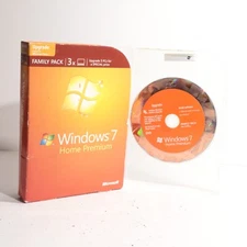 Microsoft Windows 7 Home Premium Upgrade Family Pack For 3 PCs 32 & 64 Bit DVDs