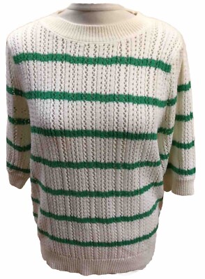 F&F Pullover weiß Mix gestreift Baumwollmischung UK 16