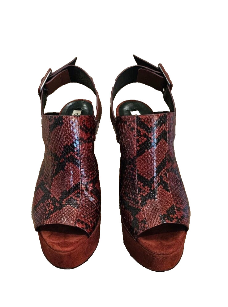 ROBERTO CAVALLI Burgundy Python Print Leather & S… - image 2