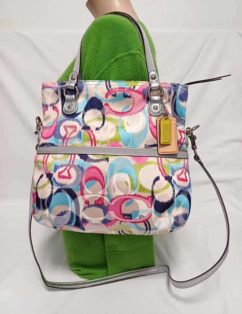 COACH POPPY IKAT SIGNATURE C GLAM MULTICOLOR FOLDOVER CROSSBODY