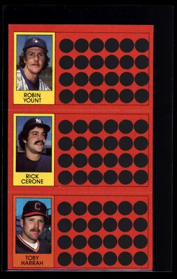 ROBIN YOUNT 1981 Topps Scratch-Off 3 Card Panel w/Cerone & Harrah