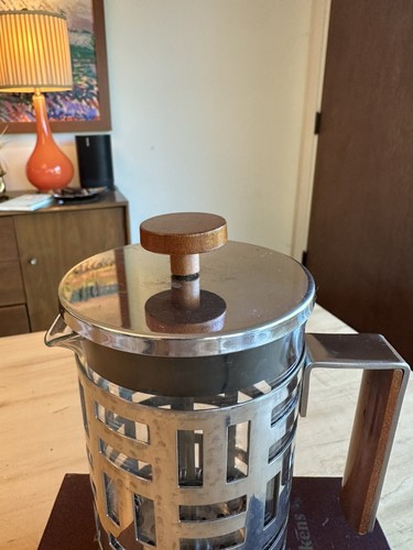Danish Bodum French Coffee Press Art Deco Style With Teak Wood Drinks Pour - Picture 2 of 8