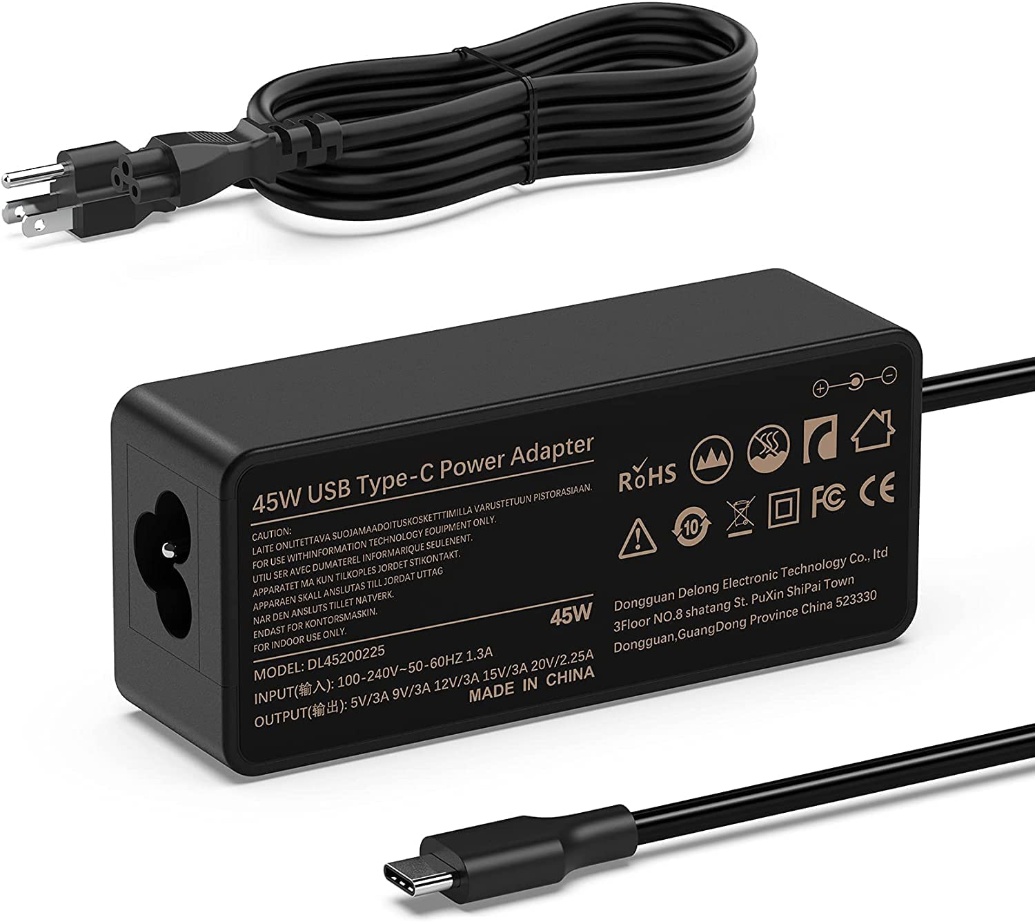 USB-C Chromebook Charger Compatible with HP Lenovo Acer Asus Dell Samsung Google Laptops Fast Charging Power Adapter-image